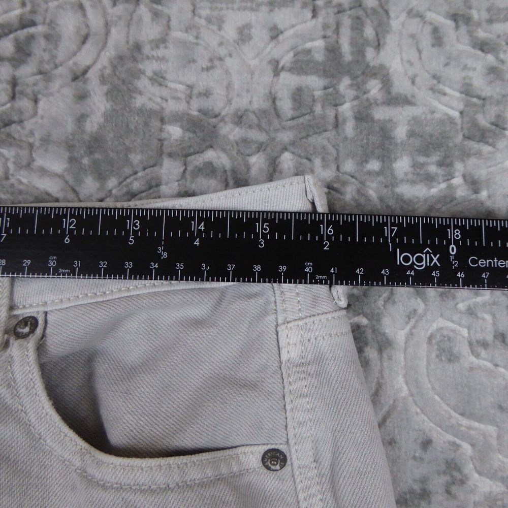 American Eagle Mom Jeans Size 12 Gray Light Wash Stretch Destroyed Distressed - Picture 14 of 16